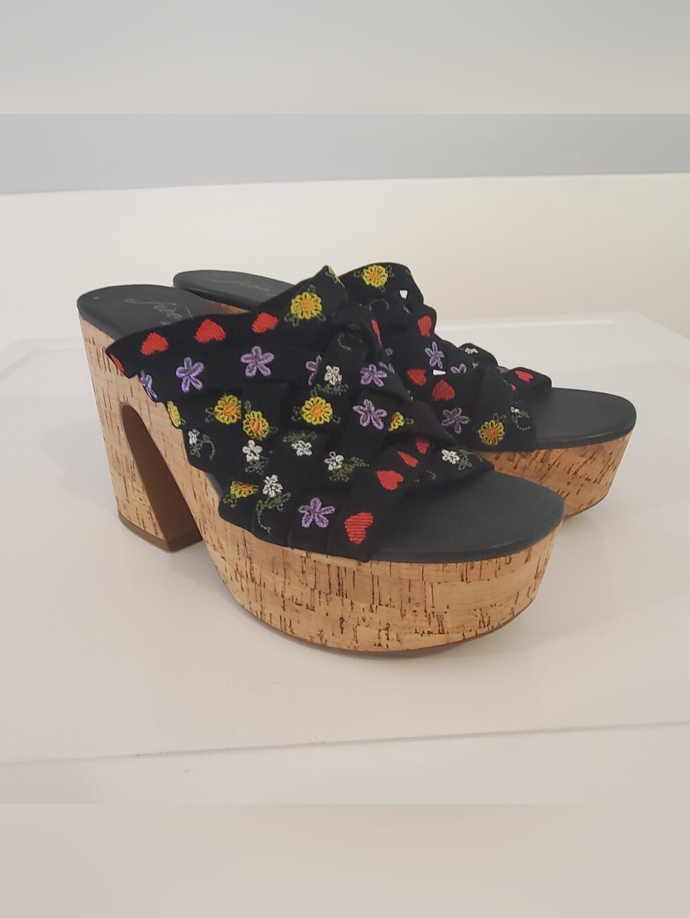 Free People Shoes Lisbon Platform Sandals Cork Clogs Heels Black Leather Size 40